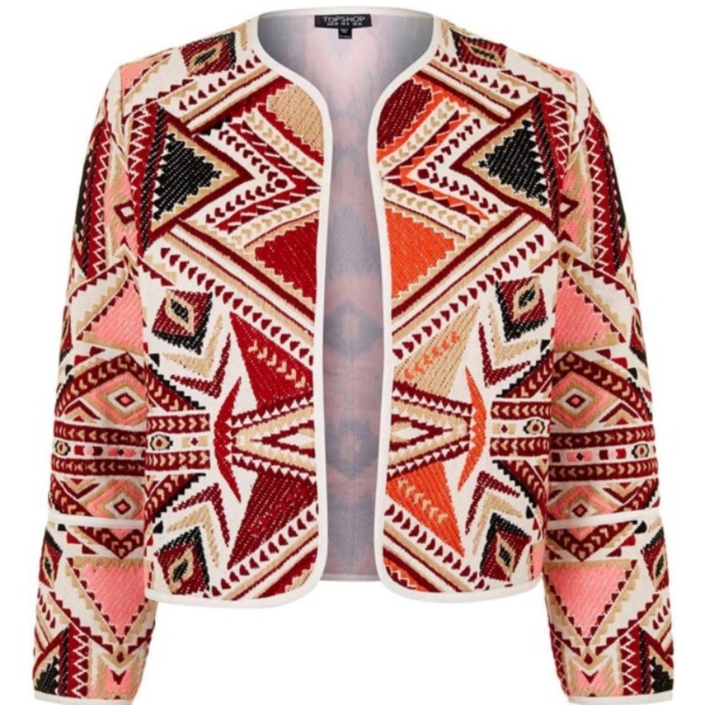 Topshop geo embroidered jacquard jacket